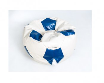 Кресло-мешок Мяч большой Экокожа бело-синее в Тавде - tavda.mebel-74.com | фото