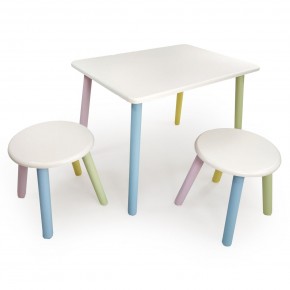 Детский комплект стол и два табурета круглых  (Белый, Белый, Цветной) в Тавде - tavda.mebel-74.com | фото