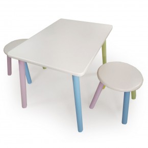 Детский комплект стол и два табурета круглых с накладкой Алфавит (Белый, Белый, Цветной) в Тавде - tavda.mebel-74.com | фото