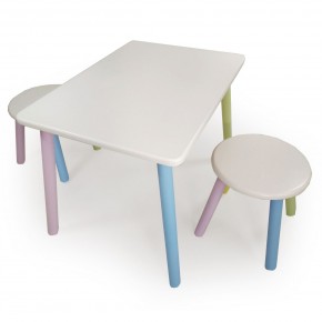 Детский комплект стол и два табурета круглых с накладкой Космос  (Белый, Белый, Цветной) в Тавде - tavda.mebel-74.com | фото