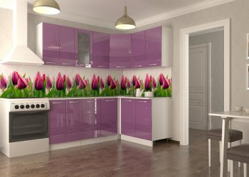 Кухонный гарнитур угловой Волна 1800 (фиолетовый металлик) в Тавде - tavda.mebel-74.com | фото