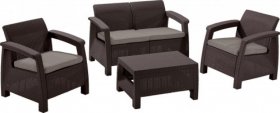 Комплект мебели Корфу сет (Corfu set) коричневый - серо-бежевый * в Тавде - tavda.mebel-74.com | фото
