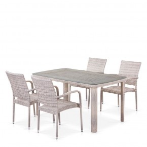 Комплект плетеной мебели T256C/Y376C-W85 Latte (4+1) + подушки на стульях в Тавде - tavda.mebel-74.com | фото