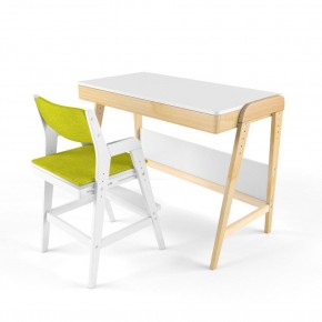 Комплект растущий стол и стул с чехлом 38 попугаев «Вуди» (Белый, Белый, Грин) в Тавде - tavda.mebel-74.com | фото