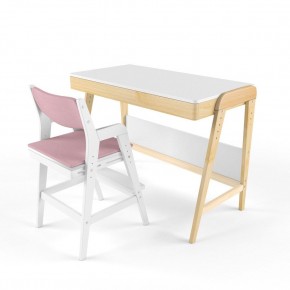Комплект растущий стол и стул с чехлом 38 попугаев «Вуди» (Белый, Белый, Розовый) в Тавде - tavda.mebel-74.com | фото