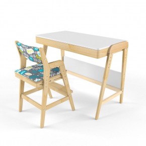 Комплект растущий стол и стул с чехлом 38 попугаев «Вуди» (Белый, Береза, Салют) в Тавде - tavda.mebel-74.com | фото