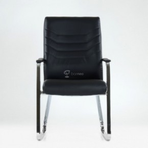 Кресло Barneo K-25 для посетителей и переговорных (хром, черная экокожа) в Тавде - tavda.mebel-74.com | фото
