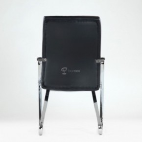 Кресло Barneo K-25 для посетителей и переговорных (хром, черная экокожа) в Тавде - tavda.mebel-74.com | фото