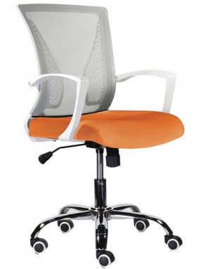 Кресло BRABIX "Wings MG-306", пластик белый, хром, сетка, серое/оранжевое, 532011 в Тавде - tavda.mebel-74.com | фото
