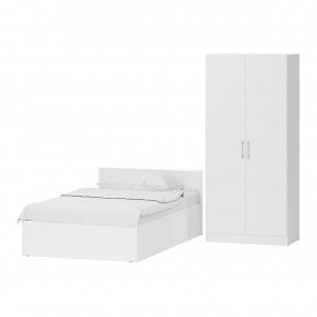 Кровать 1200 + Шкаф 2-х створчатый Стандарт, цвет белый, ШхГхВ 123,5х203,5х70 + 90х52х200 см., сп.м. 1200х2000 мм., без матраса, основание есть в Тавде - tavda.mebel-74.com | фото