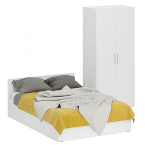 Кровать 1400 + Шкаф 2-х створчатый Стандарт, цвет белый, ШхГхВ 143,5х203,5х70 + 90х52х200 см., сп.м. 1400х2000 мм., без матраса, основание есть в Тавде - tavda.mebel-74.com | фото