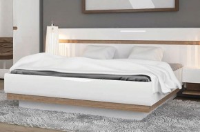 Кровать 160/TYP 94-01 с подъемником, LINATE ,цвет белый/сонома трюфель в Тавде - tavda.mebel-74.com | фото