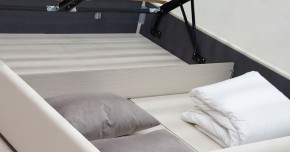 Кровать двойная Синди 160 + ортопед + ПМ + дно (арт. Марика 483 к/з (белый)) в Тавде - tavda.mebel-74.com | фото