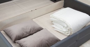 Кровать двойная Синди 160 + ортопед + ПМ + дно (арт. Марика 485 к/з (серый)) в Тавде - tavda.mebel-74.com | фото
