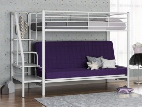 Кровать двухъярусная с диваном "Мадлен-3" (Белый/Фиолетовы) в Тавде - tavda.mebel-74.com | фото