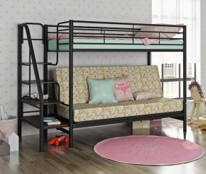 Кровать двухъярусная с диваном "Мадлен-3" (Черный/Серый) в Тавде - tavda.mebel-74.com | фото