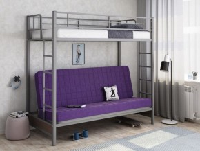 Кровать двухъярусная с диваном "Мадлен" (Серый/Фиолетовый) в Тавде - tavda.mebel-74.com | фото