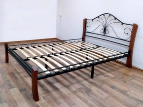 Кровать "Фортуна 4 ЛАЙТ" Черная (1600*2000) (ножки-махагон) с коваными элементами в Тавде - tavda.mebel-74.com | фото