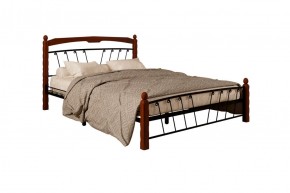 Кровать "Муза 1" КМД10  Черная (1400*2000) (ножки-махагон) с коваными изделиями в Тавде - tavda.mebel-74.com | фото