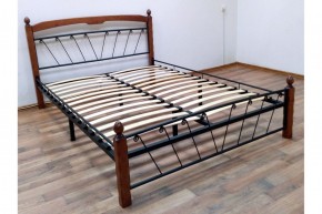 Кровать "Муза 1" КМД10 Черная (1600*2000) (ножки-махагон) с коваными изделиями в Тавде - tavda.mebel-74.com | фото