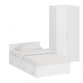 Кровать с ящиками 1200 + Шкаф угловой Стандарт, цвет белый, ШхГхВ 123,5х203,5х70 + 81,2х81,2х200 см., сп.м. 1200х2000 мм., без матраса, основание есть в Тавде - tavda.mebel-74.com | фото