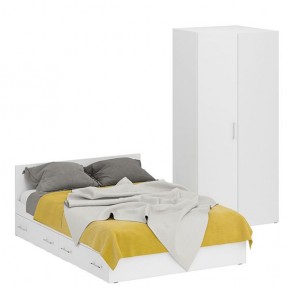 Кровать с ящиками 1400 + Шкаф угловой Стандарт, цвет белый, ШхГхВ 143,5х203,5х70 + 81,2х81,2х200 см., сп.м. 1400х2000 мм., без матраса, основание есть в Тавде - tavda.mebel-74.com | фото