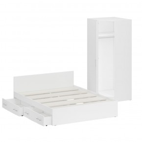 Кровать с ящиками 1600 + Шкаф угловой Стандарт, цвет белый, ШхГхВ 163,5х203,5х70 + 81,2х81,2х200 см., сп.м. 1600х2000 мм., без матраса, основание есть в Тавде - tavda.mebel-74.com | фото