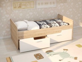 Кровать Умка К-001 + ящики (Дуб Сонома/Белый глянец) в Тавде - tavda.mebel-74.com | фото