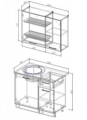 Кухонный гарнитур Графика 1000 (Стол. 26мм) в Тавде - tavda.mebel-74.com | фото