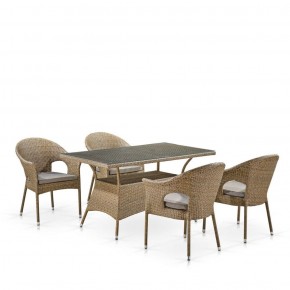 Обеденный комплект плетеной мебели T198B/Y79B-W56 Light Brown (4+1) в Тавде - tavda.mebel-74.com | фото