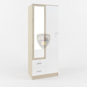 Шкаф 2-х створчатый с зеркалом Софи СШК 800.3 (дуб сонома/белый глянец) в Тавде - tavda.mebel-74.com | фото