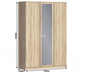 Шкаф 3х дверный с зеркалом Веста СБ-2258 (Дуб Сонома) в Тавде - tavda.mebel-74.com | фото