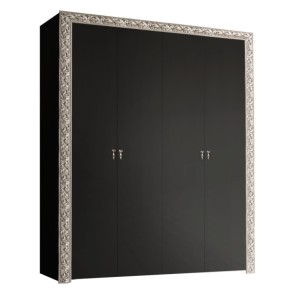 Шкаф 4-х дв. без зеркал Тиффани Premium черная/серебро (ТФШ2/4(П) в Тавде - tavda.mebel-74.com | фото