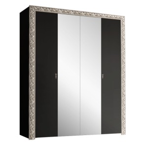 Шкаф 4-х дв. (с зеркалами)  Premium черная/серебро (ТФШ1/4(П) в Тавде - tavda.mebel-74.com | фото