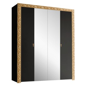 Шкаф 4-х дв. с зеркалами Тиффани Premium черная/золото (ТФШ1/4(П) в Тавде - tavda.mebel-74.com | фото