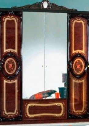 Шкаф 4-х дверный с зеркалами (01.144) Роза (могано) в Тавде - tavda.mebel-74.com | фото