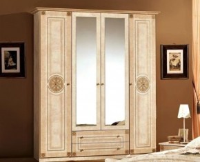 Шкаф 4-х дверный с зеркалами (02.144) Рома (беж) в Тавде - tavda.mebel-74.com | фото