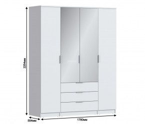 Шкаф 4х дверный с зеркалами Николь СБ-2595/1 (Белый) в Тавде - tavda.mebel-74.com | фото