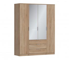 Шкаф 4х дверный с зеркалами Николь СБ-2595/1 (Дуб Сонома) в Тавде - tavda.mebel-74.com | фото