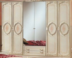 Шкаф 6-и дверный с зеркалами (01.146) Роза (беж) в Тавде - tavda.mebel-74.com | фото