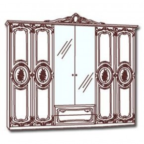 Шкаф 6-и дверный с зеркалами (01.146) Роза (могано) в Тавде - tavda.mebel-74.com | фото