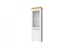 Шкаф с витриной  1V1D, TAURUS, цвет белый/дуб вотан в Тавде - tavda.mebel-74.com | фото