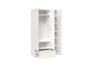 Шкаф СИРИУС трёхдверный белый с одним выдвижным ящиком и зеркалом в Тавде - tavda.mebel-74.com | фото