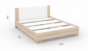 Спальня Аврора Кровать 160 со встроенным основанием под матрас Дуб сонома/Белый в Тавде - tavda.mebel-74.com | фото