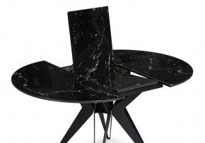Стол стеклянный Рикла 110(150)х110х76 черный мрамор / черный в Тавде - tavda.mebel-74.com | фото