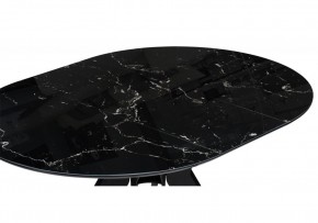 Стол стеклянный Рикла 110(150)х110х76 черный мрамор / черный в Тавде - tavda.mebel-74.com | фото
